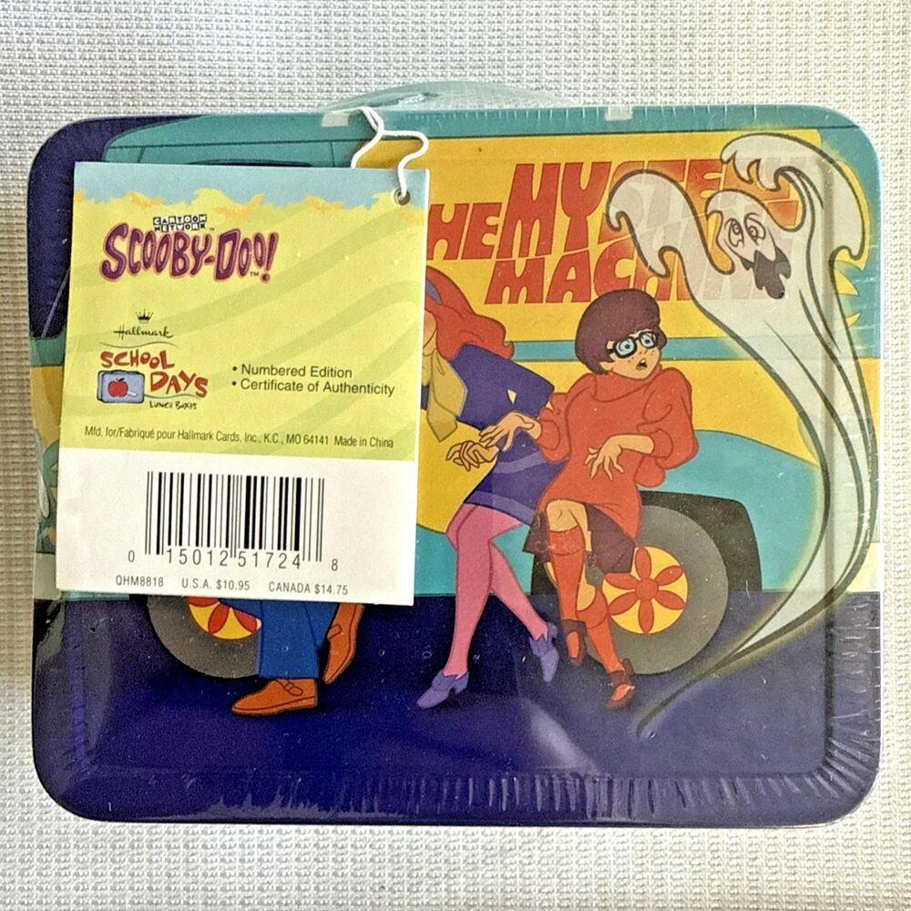 Vtg. 1998 SCOOBY DOO Mystery Machine Mini Metal Lunchbox Hallmark #1E/7586 COA